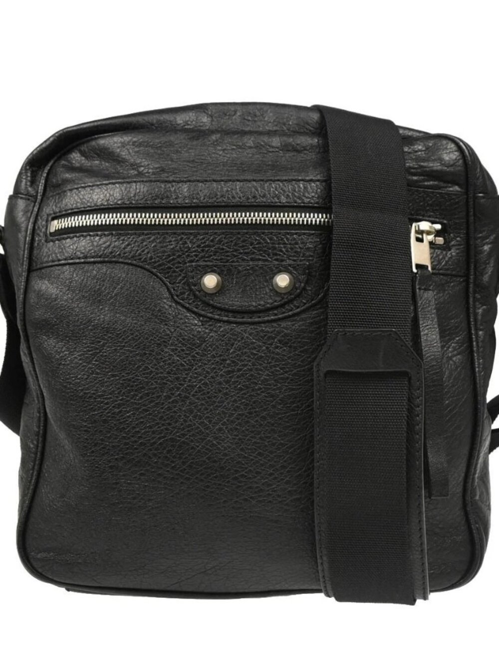 Balenciaga Black Leather Messenger Shoulder Bag